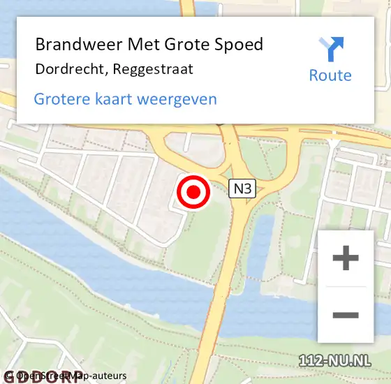 Locatie op kaart van de 112 melding: Brandweer Met Grote Spoed Naar Dordrecht, Reggestraat op 14 mei 2024 15:28