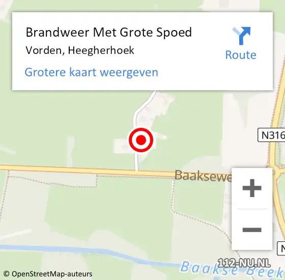 Locatie op kaart van de 112 melding: Brandweer Met Grote Spoed Naar Vorden, Heegherhoek op 14 mei 2024 15:29