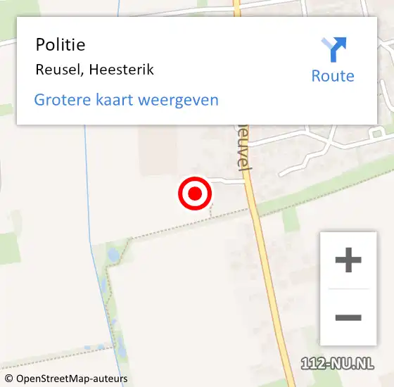 Locatie op kaart van de 112 melding: Politie Reusel, Heesterik op 14 mei 2024 15:38