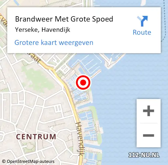 Locatie op kaart van de 112 melding: Brandweer Met Grote Spoed Naar Yerseke, Havendijk op 14 mei 2024 15:50