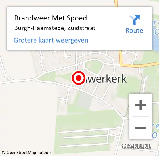 Locatie op kaart van de 112 melding: Brandweer Met Spoed Naar Burgh-Haamstede, Zuidstraat op 14 mei 2024 15:50