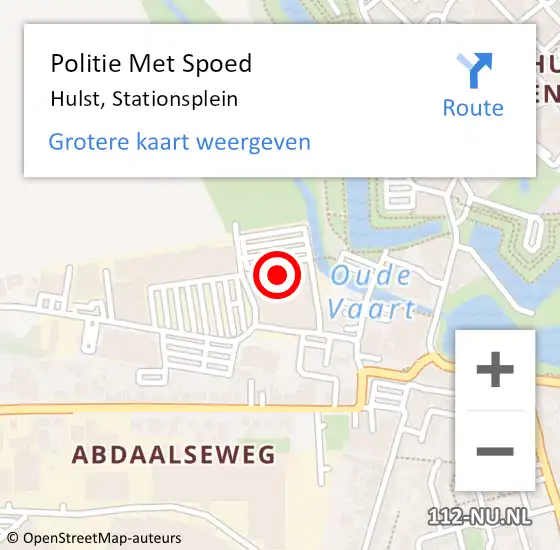 Locatie op kaart van de 112 melding: Politie Met Spoed Naar Hulst, Stationsplein op 14 mei 2024 15:58