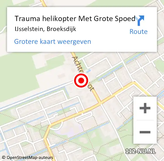 Locatie op kaart van de 112 melding: Trauma helikopter Met Grote Spoed Naar IJsselstein, Broeksdijk op 14 mei 2024 16:00