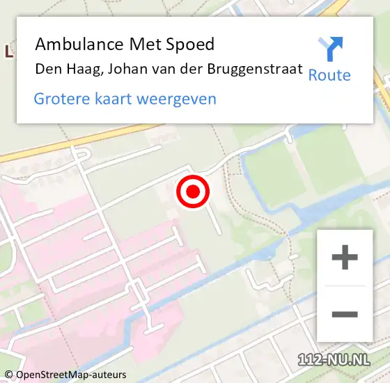 Locatie op kaart van de 112 melding: Ambulance Met Spoed Naar Den Haag, Johan van der Bruggenstraat op 14 mei 2024 16:03