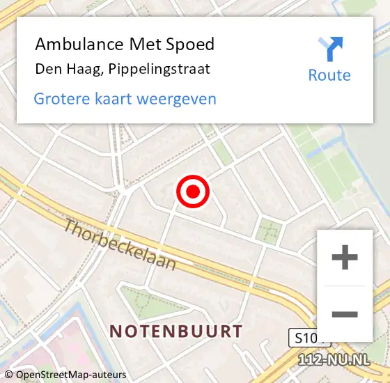 Locatie op kaart van de 112 melding: Ambulance Met Spoed Naar Den Haag, Pippelingstraat op 14 mei 2024 16:06