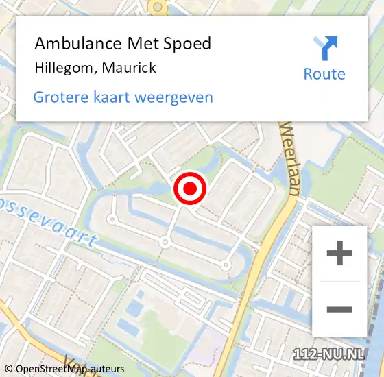 Locatie op kaart van de 112 melding: Ambulance Met Spoed Naar Hillegom, Maurick op 14 mei 2024 16:06