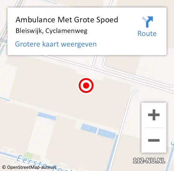 Locatie op kaart van de 112 melding: Ambulance Met Grote Spoed Naar Bleiswijk, Cyclamenweg op 14 mei 2024 16:08