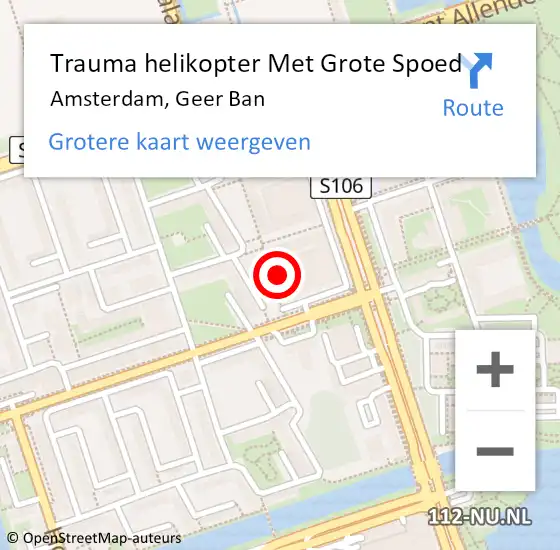 Locatie op kaart van de 112 melding: Trauma helikopter Met Grote Spoed Naar Amsterdam, Geer Ban op 14 mei 2024 16:10
