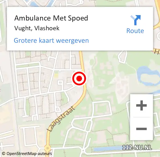 Locatie op kaart van de 112 melding: Ambulance Met Spoed Naar Vught, Vlashoek op 5 oktober 2014 22:34