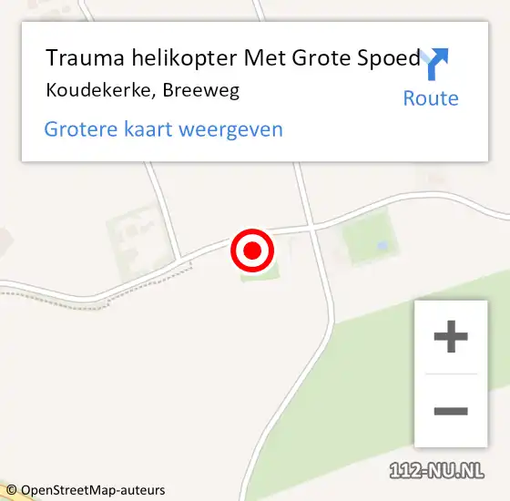 Locatie op kaart van de 112 melding: Trauma helikopter Met Grote Spoed Naar Koudekerke, Breeweg op 14 mei 2024 16:28