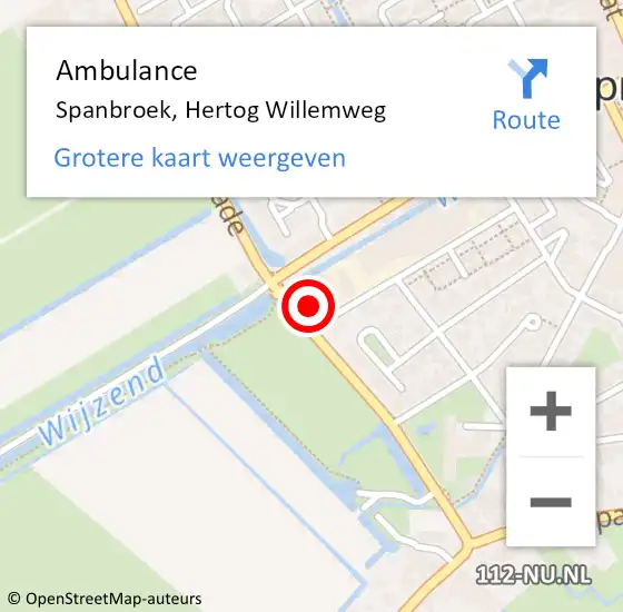 Locatie op kaart van de 112 melding: Ambulance Spanbroek, Hertog Willemweg op 14 mei 2024 16:35