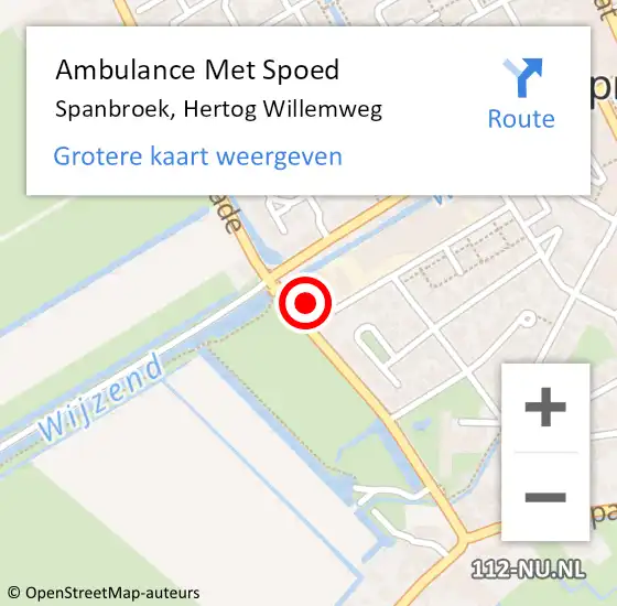 Locatie op kaart van de 112 melding: Ambulance Met Spoed Naar Spanbroek, Hertog Willemweg op 14 mei 2024 16:38