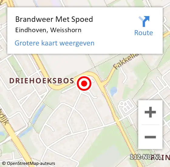 Locatie op kaart van de 112 melding: Brandweer Met Spoed Naar Eindhoven, Weisshorn op 14 mei 2024 16:38