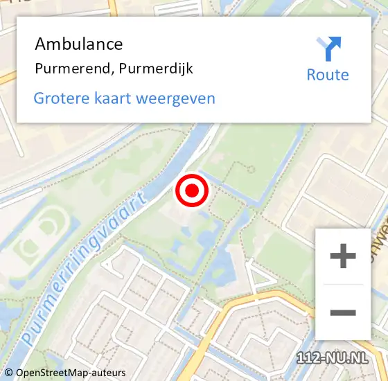 Locatie op kaart van de 112 melding: Ambulance Purmerend, Purmerdijk op 14 mei 2024 16:41