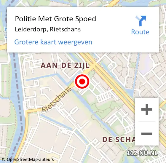 Locatie op kaart van de 112 melding: Politie Met Grote Spoed Naar Leiderdorp, Rietschans op 14 mei 2024 16:42