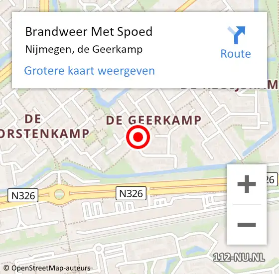 Locatie op kaart van de 112 melding: Brandweer Met Spoed Naar Nijmegen, de Geerkamp op 14 mei 2024 16:47