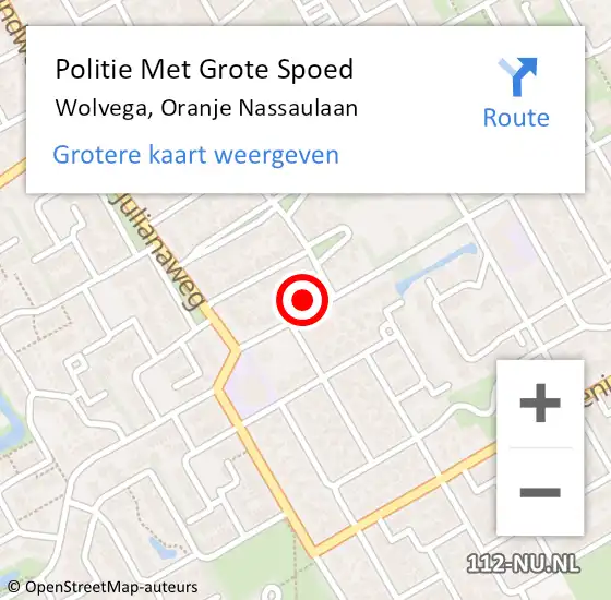 Locatie op kaart van de 112 melding: Politie Met Grote Spoed Naar Wolvega, Oranje Nassaulaan op 14 mei 2024 16:56