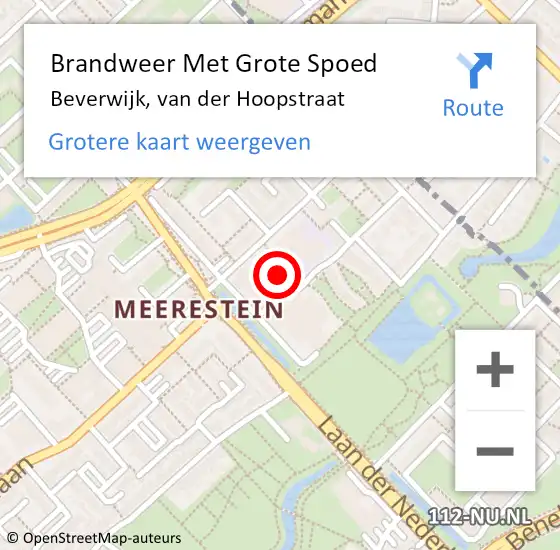 Locatie op kaart van de 112 melding: Brandweer Met Grote Spoed Naar Beverwijk, van der Hoopstraat op 14 mei 2024 17:01