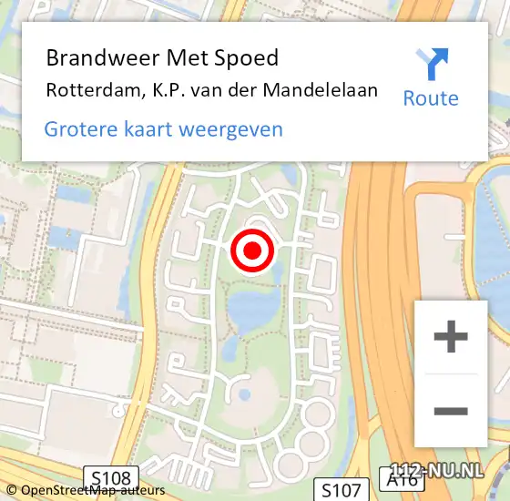 Locatie op kaart van de 112 melding: Brandweer Met Spoed Naar Rotterdam, K.P. van der Mandelelaan op 14 mei 2024 17:01