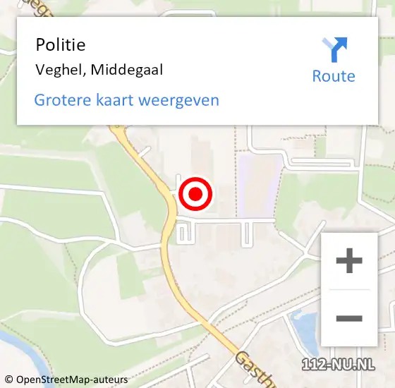 Locatie op kaart van de 112 melding: Politie Veghel, Middegaal op 14 mei 2024 17:03