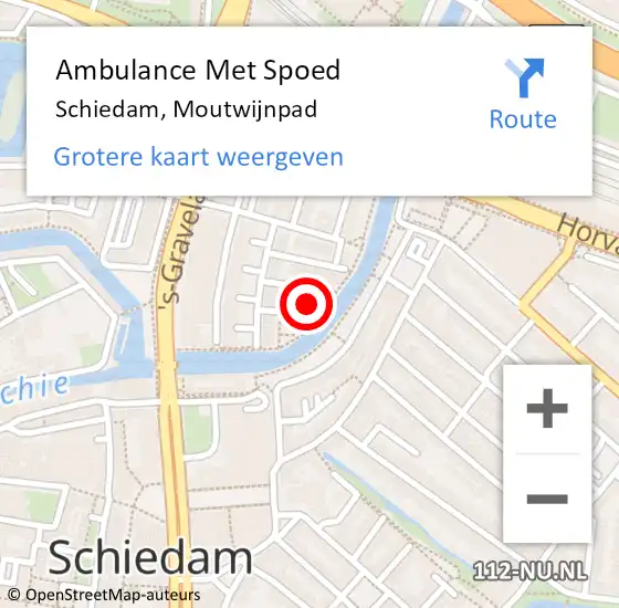 Locatie op kaart van de 112 melding: Ambulance Met Spoed Naar Schiedam, Moutwijnpad op 5 oktober 2014 22:49