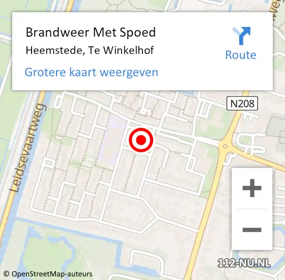 Locatie op kaart van de 112 melding: Brandweer Met Spoed Naar Heemstede, Te Winkelhof op 14 mei 2024 17:07