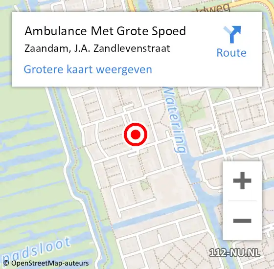 Locatie op kaart van de 112 melding: Ambulance Met Grote Spoed Naar Zaandam, J.A. Zandlevenstraat op 14 mei 2024 17:11