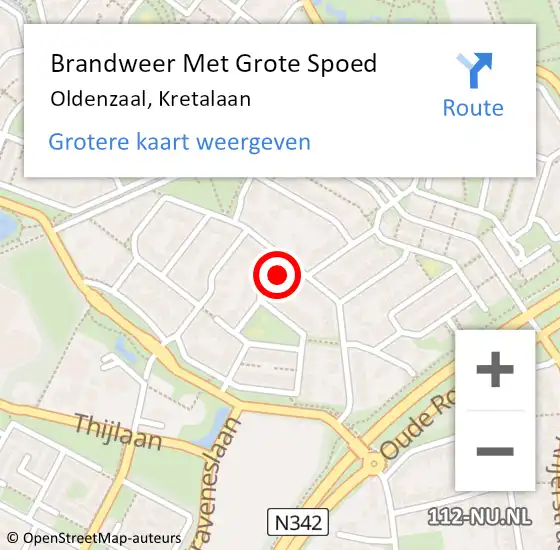 Locatie op kaart van de 112 melding: Brandweer Met Grote Spoed Naar Oldenzaal, Kretalaan op 14 mei 2024 17:11