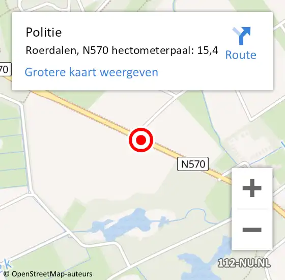 Locatie op kaart van de 112 melding: Politie Roerdalen, N570 hectometerpaal: 15,4 op 14 mei 2024 17:11