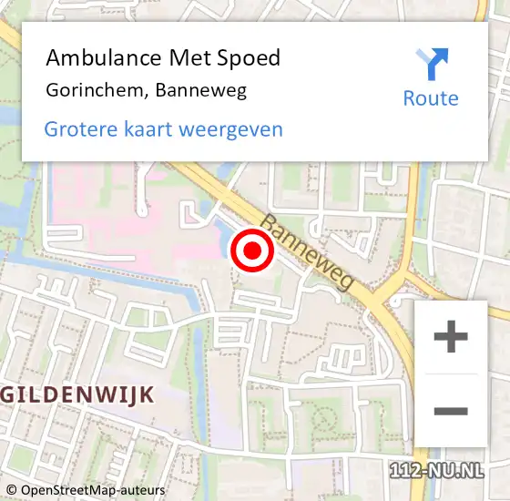 Locatie op kaart van de 112 melding: Ambulance Met Spoed Naar Gorinchem, Banneweg op 14 mei 2024 17:14