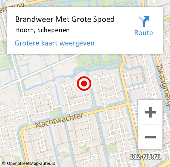 Locatie op kaart van de 112 melding: Brandweer Met Grote Spoed Naar Hoorn, Schepenen op 14 mei 2024 17:16