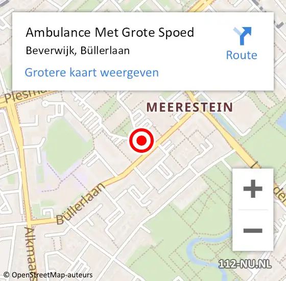 Locatie op kaart van de 112 melding: Ambulance Met Grote Spoed Naar Beverwijk, Büllerlaan op 14 mei 2024 17:17