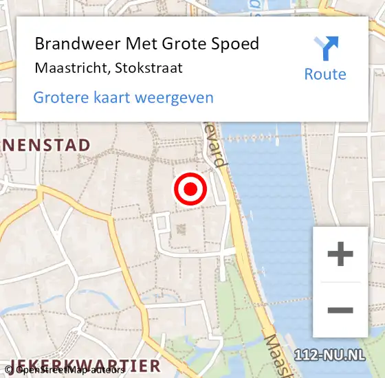 Locatie op kaart van de 112 melding: Brandweer Met Grote Spoed Naar Maastricht, Stokstraat op 14 mei 2024 17:18