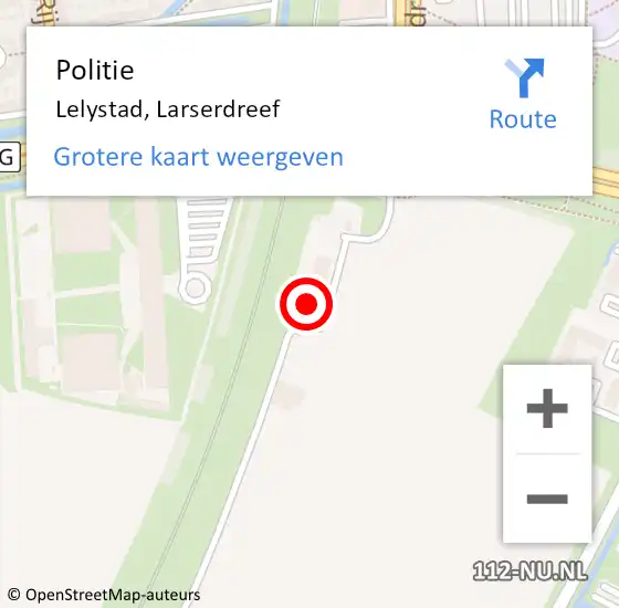 Locatie op kaart van de 112 melding: Politie Lelystad, Larserdreef op 14 mei 2024 17:27
