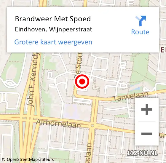 Locatie op kaart van de 112 melding: Brandweer Met Spoed Naar Eindhoven, Wijnpeerstraat op 14 mei 2024 17:28