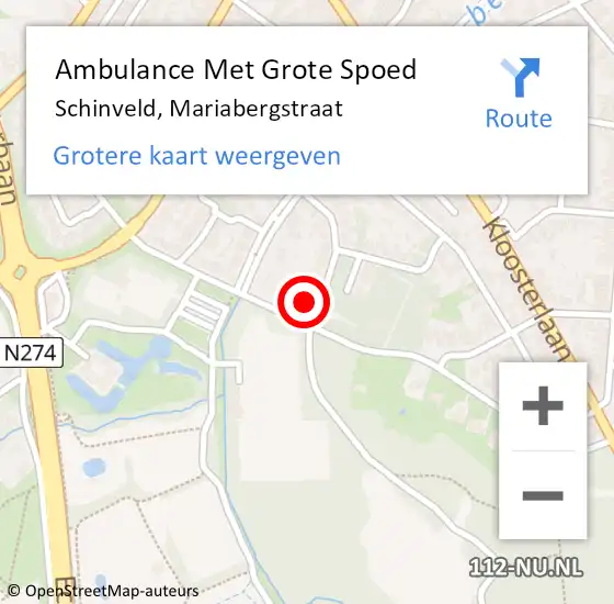 Locatie op kaart van de 112 melding: Ambulance Met Grote Spoed Naar Schinveld, Mariabergstraat op 5 oktober 2014 22:52