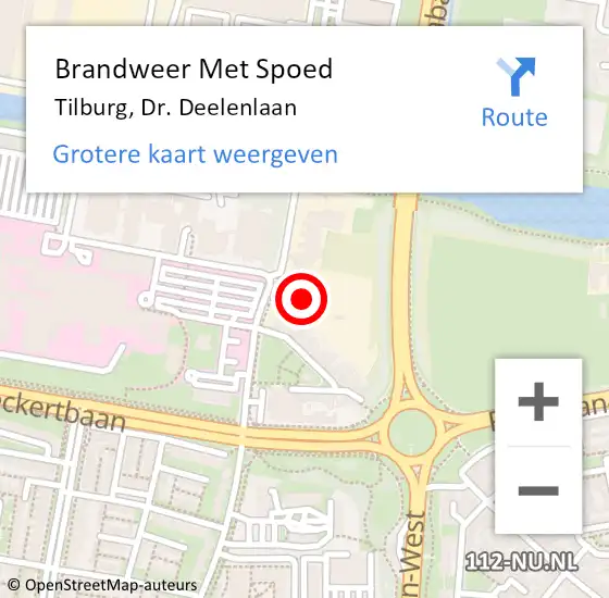 Locatie op kaart van de 112 melding: Brandweer Met Spoed Naar Tilburg, Dr. Deelenlaan op 14 mei 2024 17:33