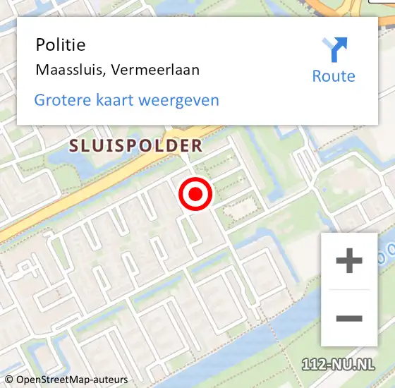 Locatie op kaart van de 112 melding: Politie Maassluis, Vermeerlaan op 14 mei 2024 17:35