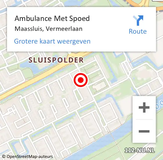 Locatie op kaart van de 112 melding: Ambulance Met Spoed Naar Maassluis, Vermeerlaan op 14 mei 2024 17:36