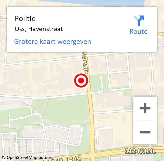 Locatie op kaart van de 112 melding: Politie Oss, Havenstraat op 14 mei 2024 17:43