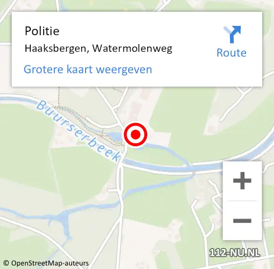 Locatie op kaart van de 112 melding: Politie Haaksbergen, Watermolenweg op 14 mei 2024 17:51