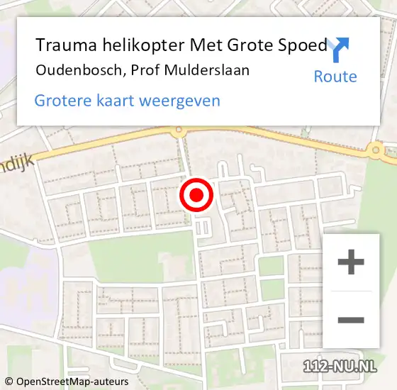 Locatie op kaart van de 112 melding: Trauma helikopter Met Grote Spoed Naar Oudenbosch, Prof Mulderslaan op 14 mei 2024 17:53