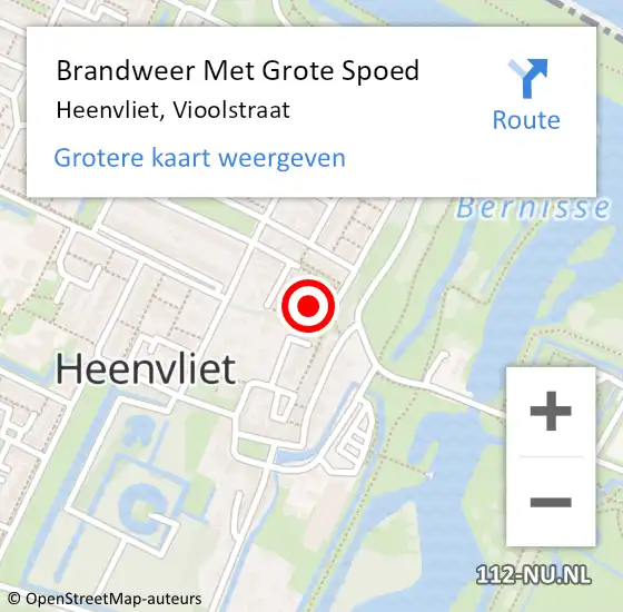 Locatie op kaart van de 112 melding: Brandweer Met Grote Spoed Naar Heenvliet, Vioolstraat op 14 mei 2024 17:54