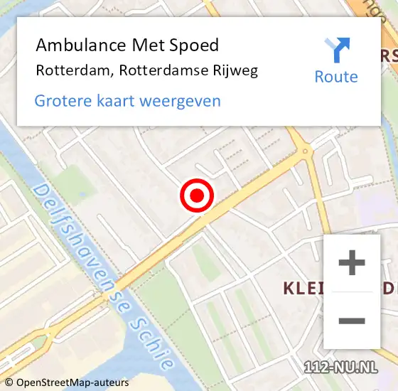 Locatie op kaart van de 112 melding: Ambulance Met Spoed Naar Rotterdam, Rotterdamse Rijweg op 14 mei 2024 17:58