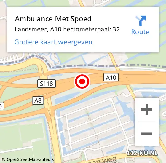 Locatie op kaart van de 112 melding: Ambulance Met Spoed Naar Landsmeer, A10 hectometerpaal: 32 op 14 mei 2024 18:07
