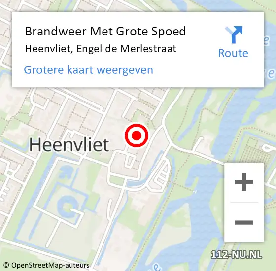 Locatie op kaart van de 112 melding: Brandweer Met Grote Spoed Naar Heenvliet, Engel de Merlestraat op 14 mei 2024 18:08