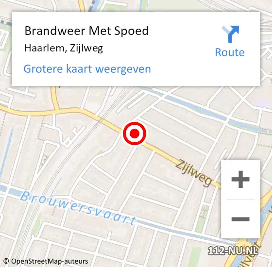 Locatie op kaart van de 112 melding: Brandweer Met Spoed Naar Haarlem, Zijlweg op 14 mei 2024 18:08