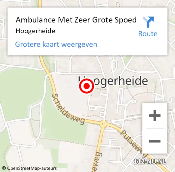 Locatie op kaart van de 112 melding: Ambulance Met Zeer Grote Spoed Naar Hoogerheide op 14 mei 2024 18:12