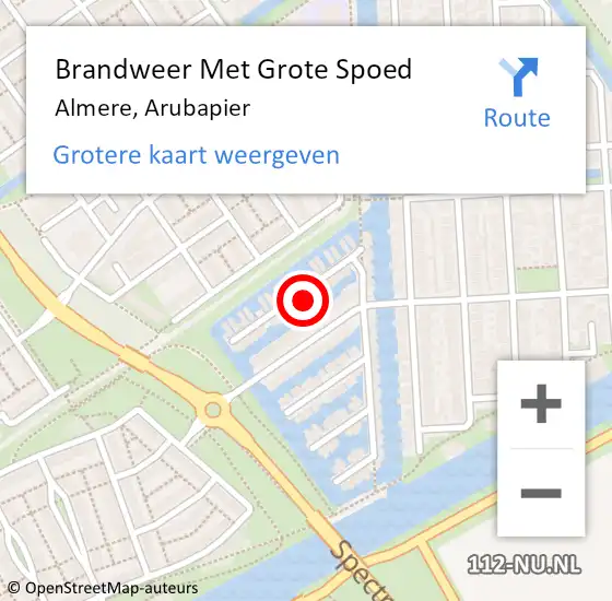 Locatie op kaart van de 112 melding: Brandweer Met Grote Spoed Naar Almere, Arubapier op 14 mei 2024 18:24