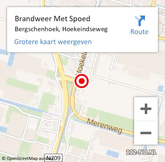 Locatie op kaart van de 112 melding: Brandweer Met Spoed Naar Bergschenhoek, Hoekeindseweg op 14 mei 2024 18:28